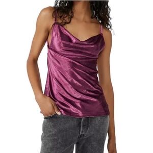 Free People All Night Velvet Tunic Purple Fig Jam Medium Strappy Tank Top